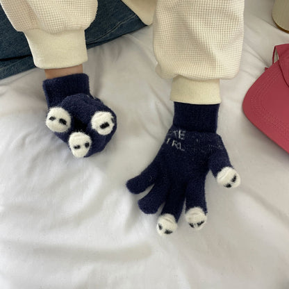 Cozy Cute Panda Winter Cashmere Glove |Soft Thick Solid Color Gloves |Warm Knitted Gloves G11