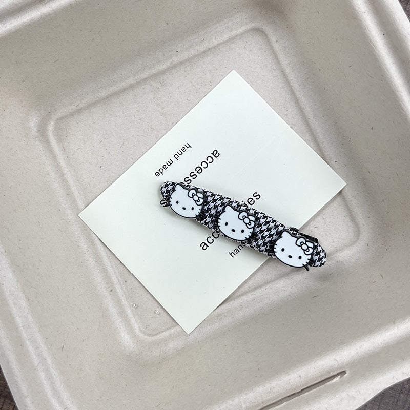 Houndstooth Kitty Hair Clip |Hair Snap Clip|Hair Barrette |Duckbill Hairpin A370