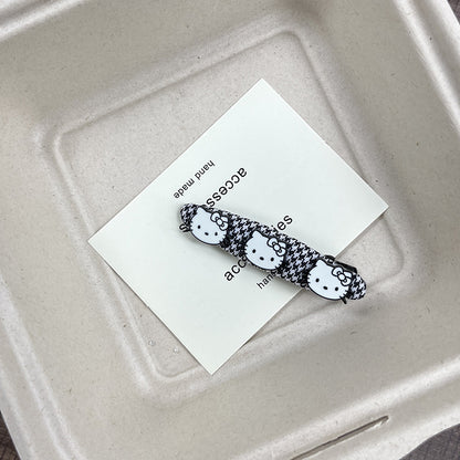 Houndstooth Kitty Hair Clip |Hair Snap Clip|Hair Barrette |Duckbill Hairpin A370