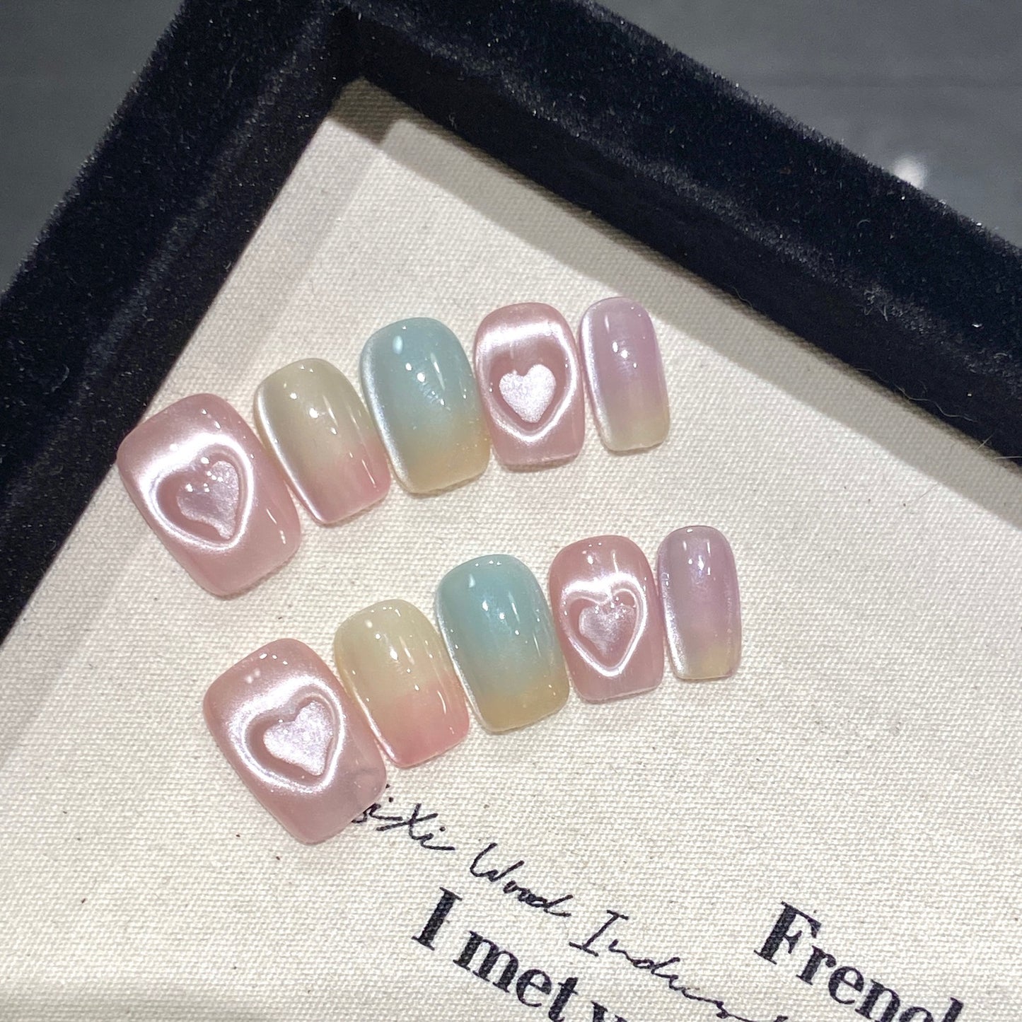 Aurora Love|Medium Coffin Manicure | Handmade Press On Nails H315