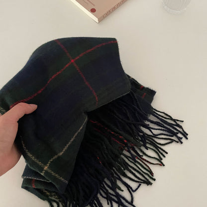 Classic Tartan Winter Solid Color Scarf |Warm Wool Knitted Shawls W39