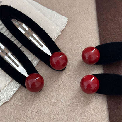 Sleek Velvet Hair Clip |Ruby Hair Snap Clip |Hair Barrette |Duckbill Hairpin 2pcs A106