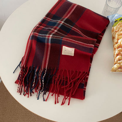 Classic Tartan Winter Solid Color Scarf |Warm Wool Knitted Shawls W39