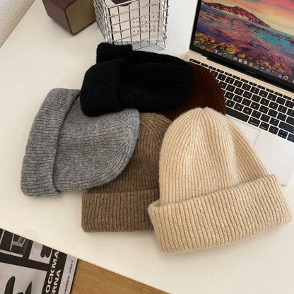 Cozy Plush Winter Cashmere Knit Beanie Hat |Stretch Ribbed Beanie Hat M7