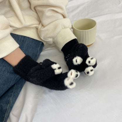 Cozy Cute Panda Winter Cashmere Glove |Soft Thick Solid Color Gloves |Warm Knitted Gloves G11