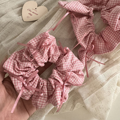 Pretty Pink Plaid Hair Tie||Ponytail Holders Barrette|Hair Scrunchie HT58