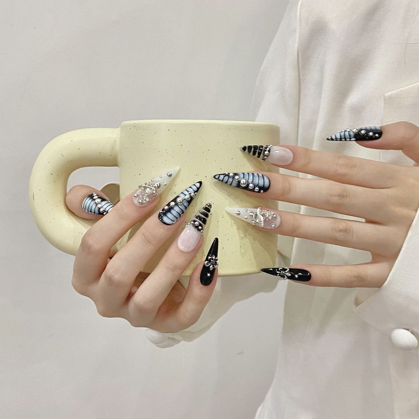 Celestial Croc|Long Almond Manicure | Handmade Press On Nails H348