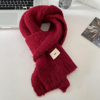 Soft Cashmere Solid Color Scarf | Simple Warm Wool Knitted Scarf W16