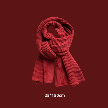 Red Vibe Cozy Plush Winter Solid Color Scarf | Tassel Shawls |Soft Wool knitted Scarf W25