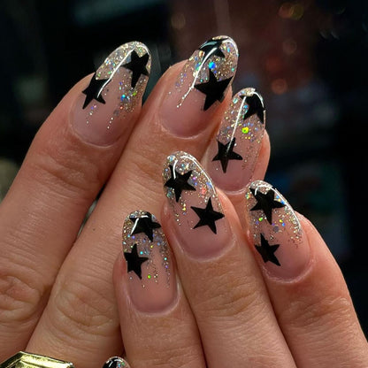 Star Delight | Medium Coffin Manicure | Press On Nails N791