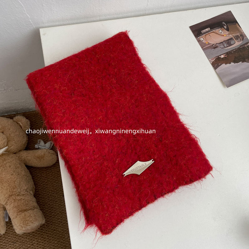 Cozy Plush Winter Solid Color Scarf | Warm Shawls |Soft Wool knitted Scarf W58