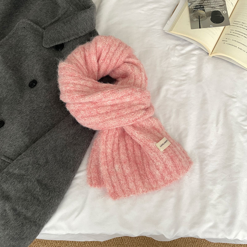 Pink Vibe Cozy Cashmere Solid Color Scarf | Simple Warm Wool Knitted Scarf W14