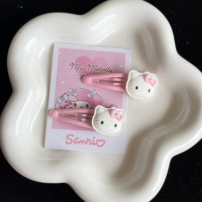 Kitty Bow Basic Hair Clip |Hair Snap Clip |Hair Barrette |Duckbill Hairpin 2pcs A198