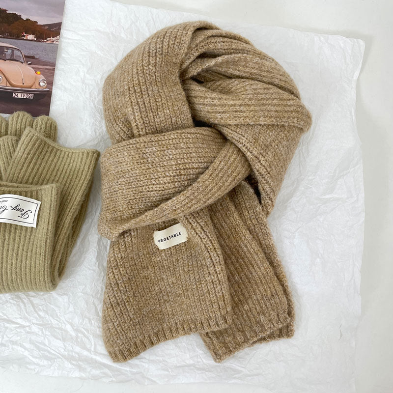 Stylish Cashmere Solid Color Scarf | Simple Warm Wool Knitted Scarf W11