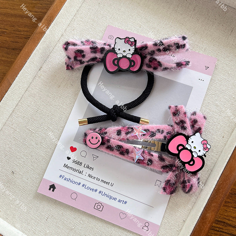 Diamond Pearl Leopard Kitty Hair Clip |Hair Ties |Hair Barrette|Duckbill Hairpin A292