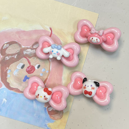 Acetate Bow Kitty Hair Clip |Hair Snap Clip |Hair Barrette |Duckbill Hairpin 2pcs A301