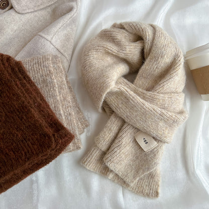 Soft Mohair Solid Color Scarf | Simple Warm Wool Knitted Scarf W26