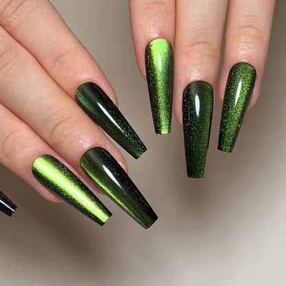 Pearl Greenery | Long Coffin Manicure  | Press On Nails N788