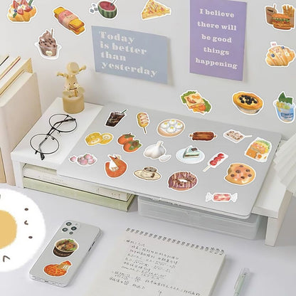 Food Stickers Sheet| Kawaii Journal Stickers Paster |Sticker for Planner Scrapbooking Stationery 60Pcs T2