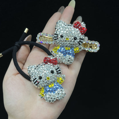 Diamond Pearl Leopard Kitty Hair Clip |Hair Ties |Hair Barrette|Duckbill Hairpin A292