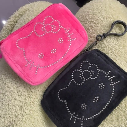 Fuzzy Hello Kitty Mini Bags | Pouch Keychain Wallet| Cosmetic Bag | Airpods Bag Coin Purse B23