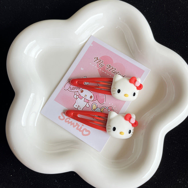 Kitty Bow Basic Hair Clip |Hair Snap Clip |Hair Barrette |Duckbill Hairpin 2pcs A198