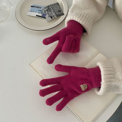 Cozy Bear Winter Cashmere Glove |Soft Thick Solid Color Gloves |Warm Knitted Gloves G5