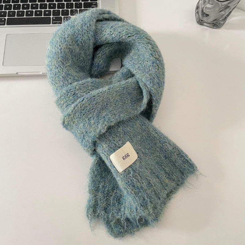 Soft Cashmere Solid Color Scarf | Simple Warm Wool Knitted Scarf W16