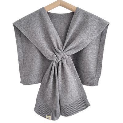 Cozy Cashmere Solid Color Scarf Cape | Wool Knitted Shawl | Elegant Capelet Shoulder Wrap W22