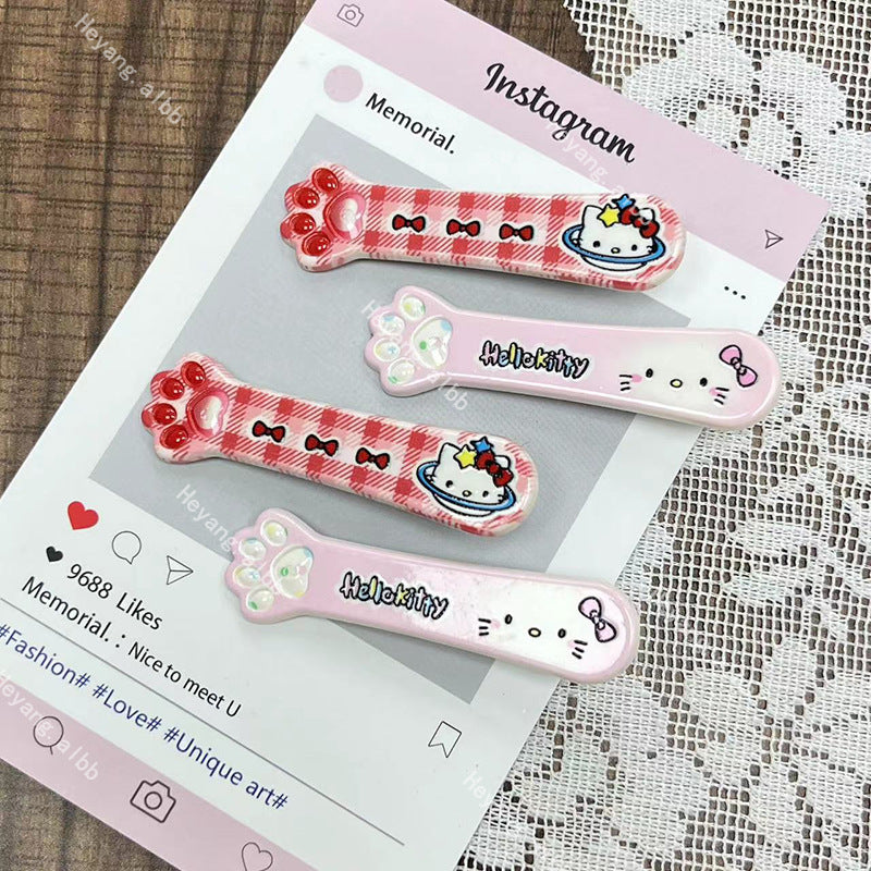 Kitty Bone Hair Clip |Hair Snap Clip|Hair Barrette |Duckbill Hairpin 2pcs A250