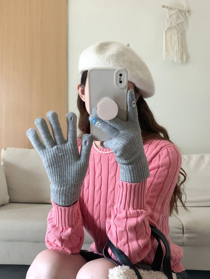 Cozy Cute Winter Cashmere Glove |Soft Thick Solid Color Gloves |Warm Knitted Gloves G9