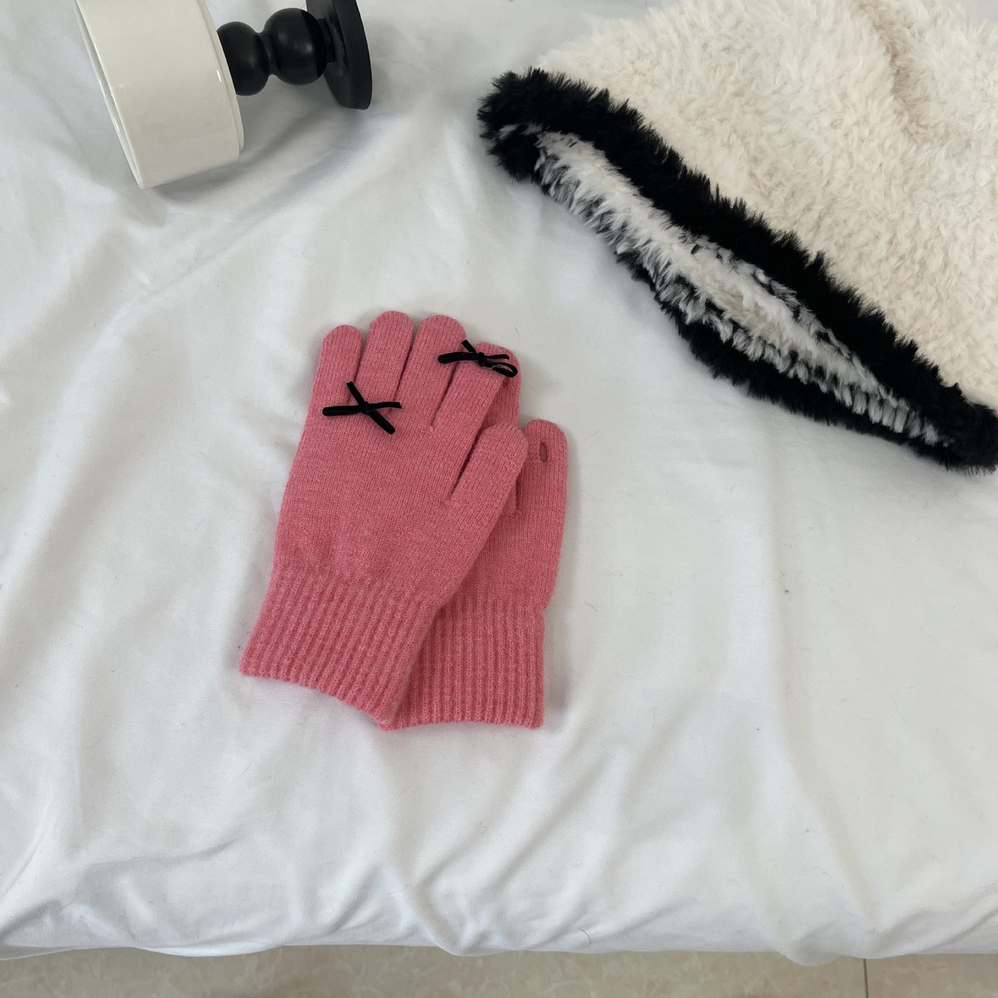 Cozy Cute Bow Winter Cashmere Glove |Soft Thick Solid Color Gloves |Warm Knitted Gloves G19