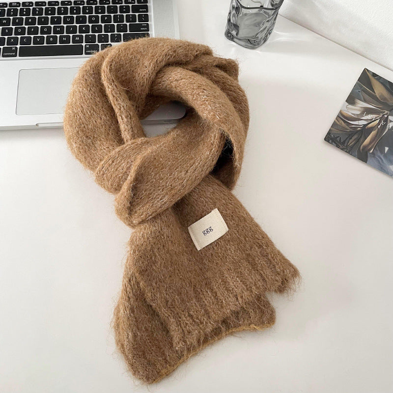 Soft Cashmere Solid Color Scarf | Simple Warm Wool Knitted Scarf W16