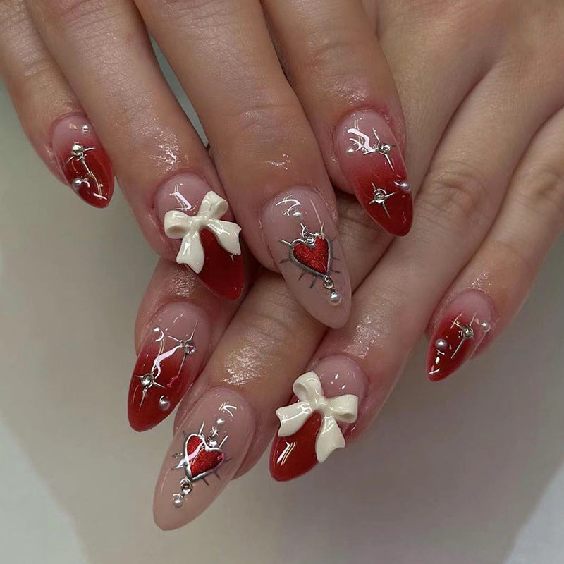 Scarlet Love | Medium Almond Manicure | Press On Nails N792