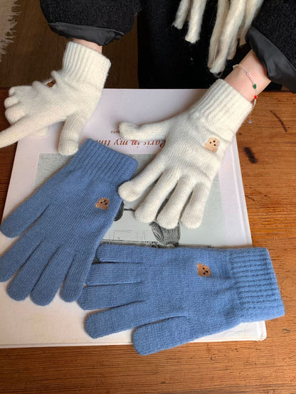 Cozy Bear Winter Cashmere Glove |Soft Thick Solid Color Gloves |Warm Knitted Gloves G5