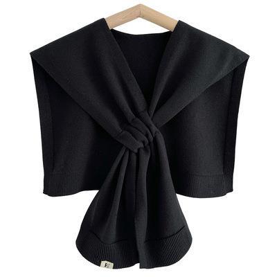 Cozy Cashmere Solid Color Scarf Cape | Wool Knitted Shawl | Elegant Capelet Shoulder Wrap W22