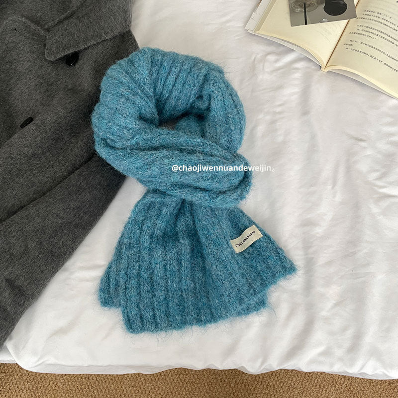 Blue Vibe Cozy Plush Winter Solid Color Scarf | Tassel Shawls |Soft Wool knitted Scarf W21