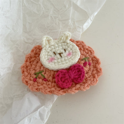 Crochet Rabbit Hair Clip |Fruity Knit Embroidered Hair Snap Clip |Flower Hair Barrette |Duckbill Hairpin A11