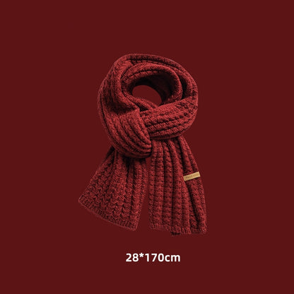 Red Vibe Cozy Plush Winter Solid Color Scarf | Tassel Shawls |Soft Wool knitted Scarf W25