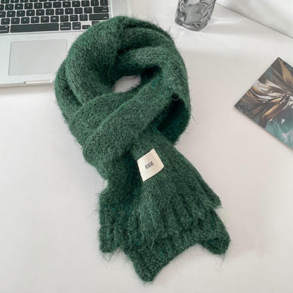 Soft Cashmere Solid Color Scarf | Simple Warm Wool Knitted Scarf W16