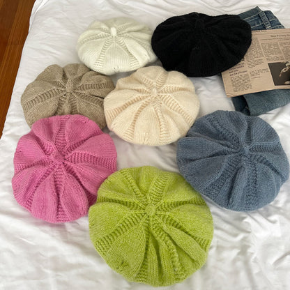 Classic Slouchy Beret | Wool Knitted Warm Hat M8