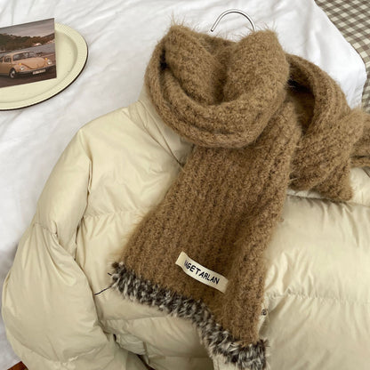 Cozy Winter Plush Cashmere Solid Color Scarf |Warm Wool Knitted Shawls W53