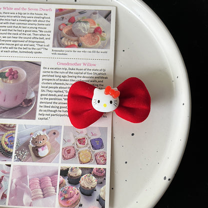 Glossy red bow Kitty Hair Clip|Hair Claw |Hair Barrette |Duckbill Hairpin A193