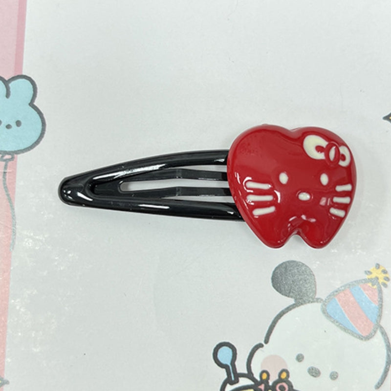 Kitty Bow Basic Hair Clip |Hair Snap Clip |Hair Barrette |Duckbill Hairpin 2pcs A198