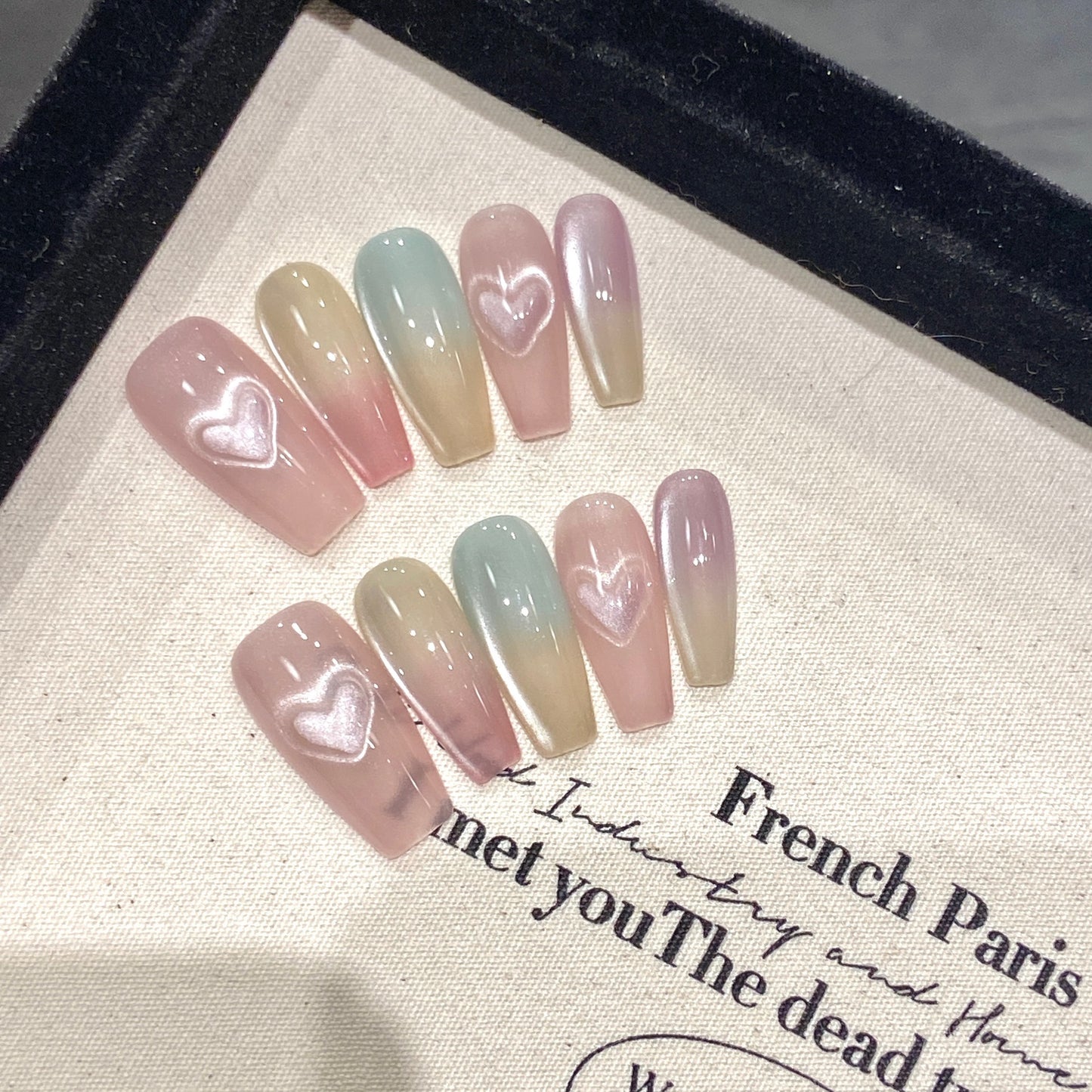 Aurora Love|Medium Coffin Manicure | Handmade Press On Nails H315