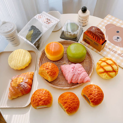 Bun Toast Egg Tart Hamburger Croissant Donut| Slow Rising Soft Squishy|Squeeze Stress Toy S32