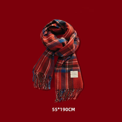 Red Vibe Cozy Plush Winter Solid Color Scarf | Tassel Shawls |Soft Wool knitted Scarf W25