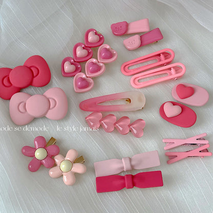 Acrylic Pink Flower Hair Clip |Hair Snap Clip |Hair Barrette |Duckbill Hairpin 2pcs A90