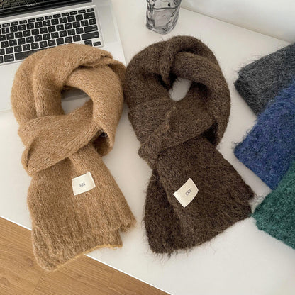 Soft Cashmere Solid Color Scarf | Simple Warm Wool Knitted Scarf W16