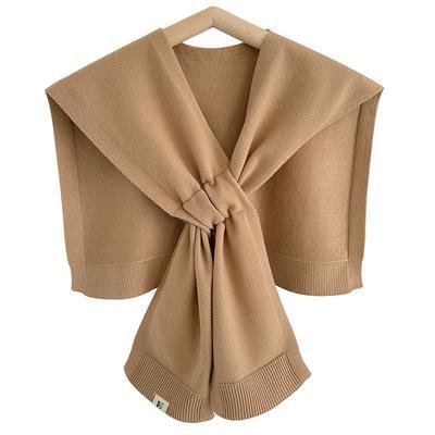 Cozy Cashmere Solid Color Scarf Cape | Wool Knitted Shawl | Elegant Capelet Shoulder Wrap W22